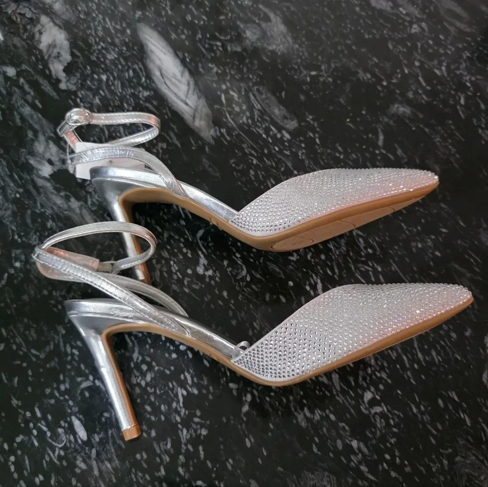 BRAND NEW NINE WEST POINTED TOE RHINESTONE HEELS SANDAL
